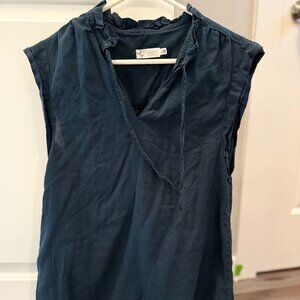 Carve Designs Black Cotton Tank with Flutter Sleeves and Ties, Size M